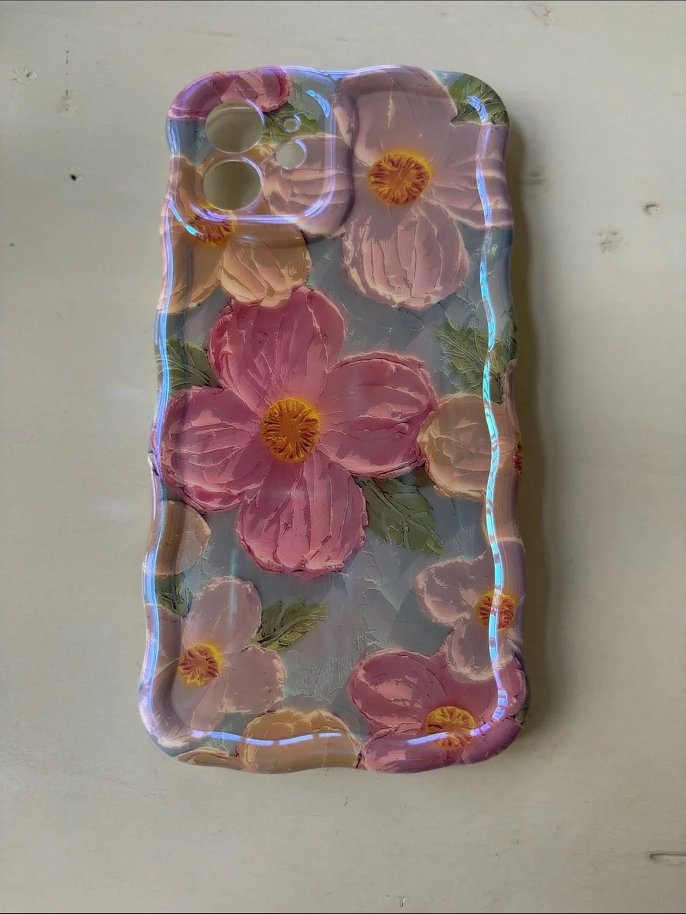 Pink Floral Silicone iPhone 12 Case with Gloss Finish